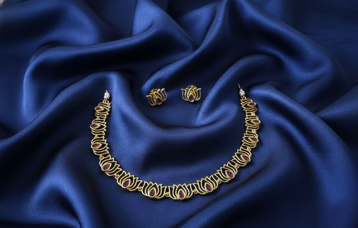 Lotus ruby stone set